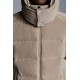 Moncler Maya Corduroy Jacka Kort Quiltad  Dunjacka Herr Hooded Puffer Dunrock Vinterjacka Melange Light Gray