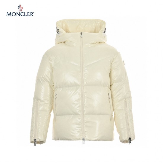 23FW Moncler Hooded Långa ärmar Short Dunjacka Beige Vinterjacka