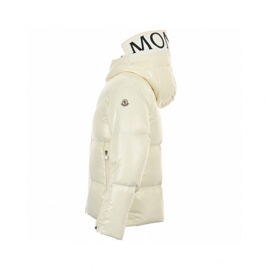 23FW Moncler Hooded Långa ärmar Short Dunjacka Beige Vinterjacka