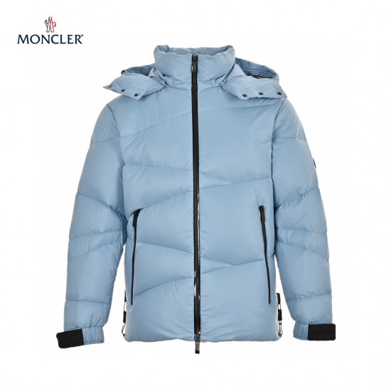 23FW Moncler Herr Hoodie Långa ärmar Short Dunjacka Och Vinterjacka Blå Vinterjacka