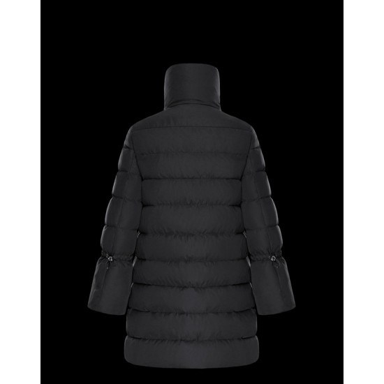 Moncler Dunjacka Lobelia Bell-Sleeve Puffer Dunrock Dam Lång Dunrock Vinterjacka Svart