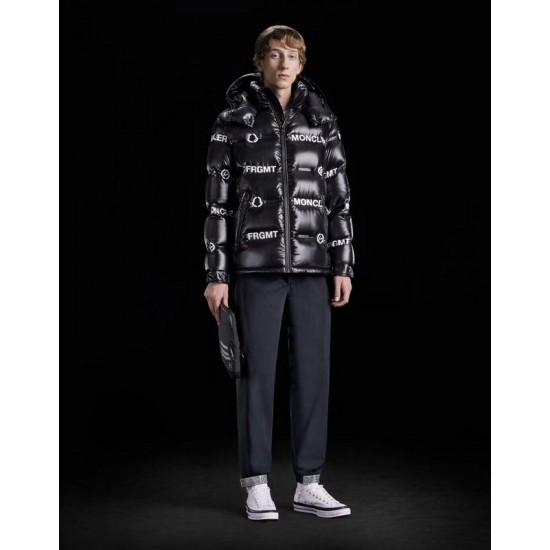 Moncler FragHerrt Hiroshi Fujiwara Jacka Herr Hooded Lång Dunrock Vinterjacka Svart