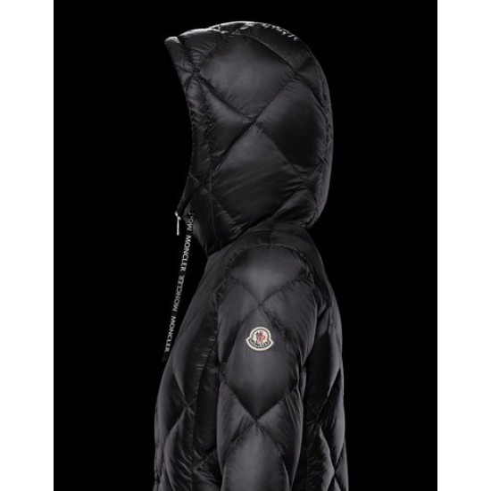 Moncler Hooded Dunjacka Dam Lång Dunrock Vinterjacka DUROC All Svart