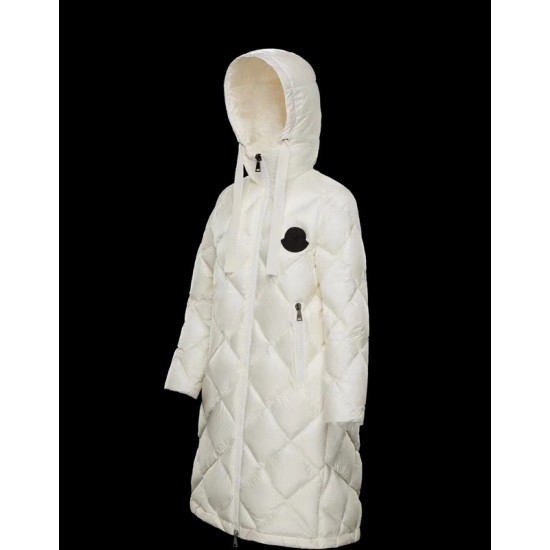 Moncler Hooded Dunjacka Dam Lång Dunrock Vinterjacka DUROC Vit Svart