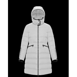 Moncler Hooded Dunjacka Dam Lång Dunrock Vinterjacka Vit 