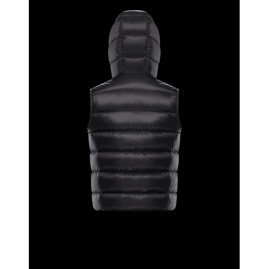 Moncler Hooded Vest Herr Waist Dunrock Svart Sleeveless Vanoise Svart