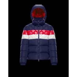 Moncler Hooded Key Jacka Herr Dunrock Outwear Blå Röd 