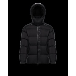 Moncler Maures Logo Hooded Jacka Herr Dunrock Vinterjacka Svart 