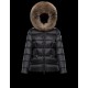 Moncler Hooded Dunjacka Dam Kort Dunrock Vinterjacka With Fur Collar ARMOISE Svart