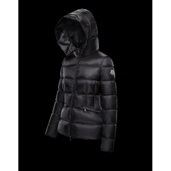 Moncler Hooded Dunjacka Dam Kort Dunrock Vinterjacka With Fur Collar ARMOISE Svart