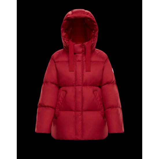 Moncler Hooded Jacka Dam Kort Dunrock Vinterjacka Röd