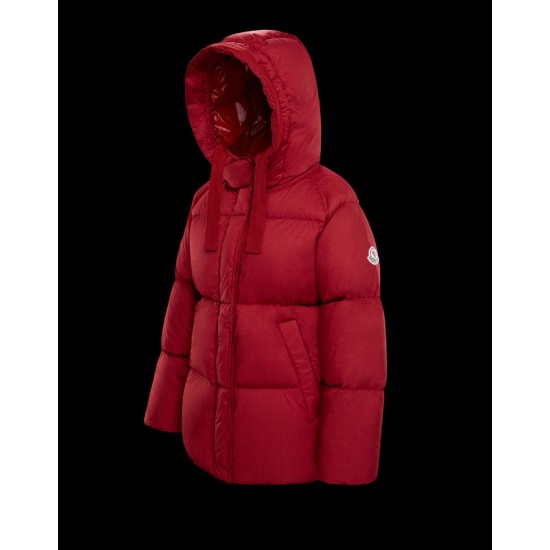 Moncler Hooded Jacka Dam Kort Dunrock Vinterjacka Röd